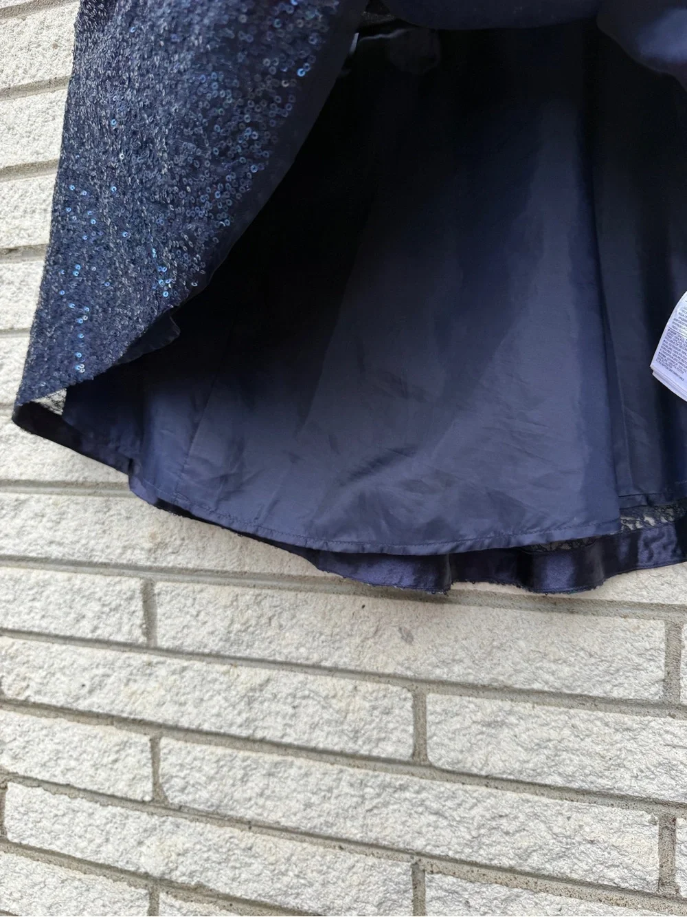 Girls Navy Sequin A-Line Skirt